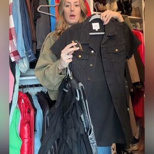 Black Denim Dress with Gold Western Belt